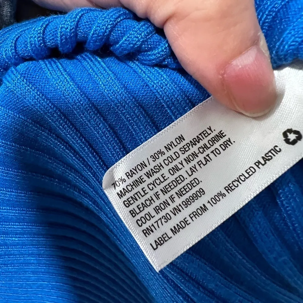 FUTURE COLLECTIVE Ribbed Sweater Long Sleeve Dress Cobalt Blue Black Sz XS - Image 9