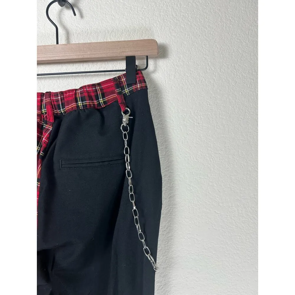 Hot Topic Women's Size Small Pants Plaid Colorblock Grunge Goth Punk Rock Black - Image 10