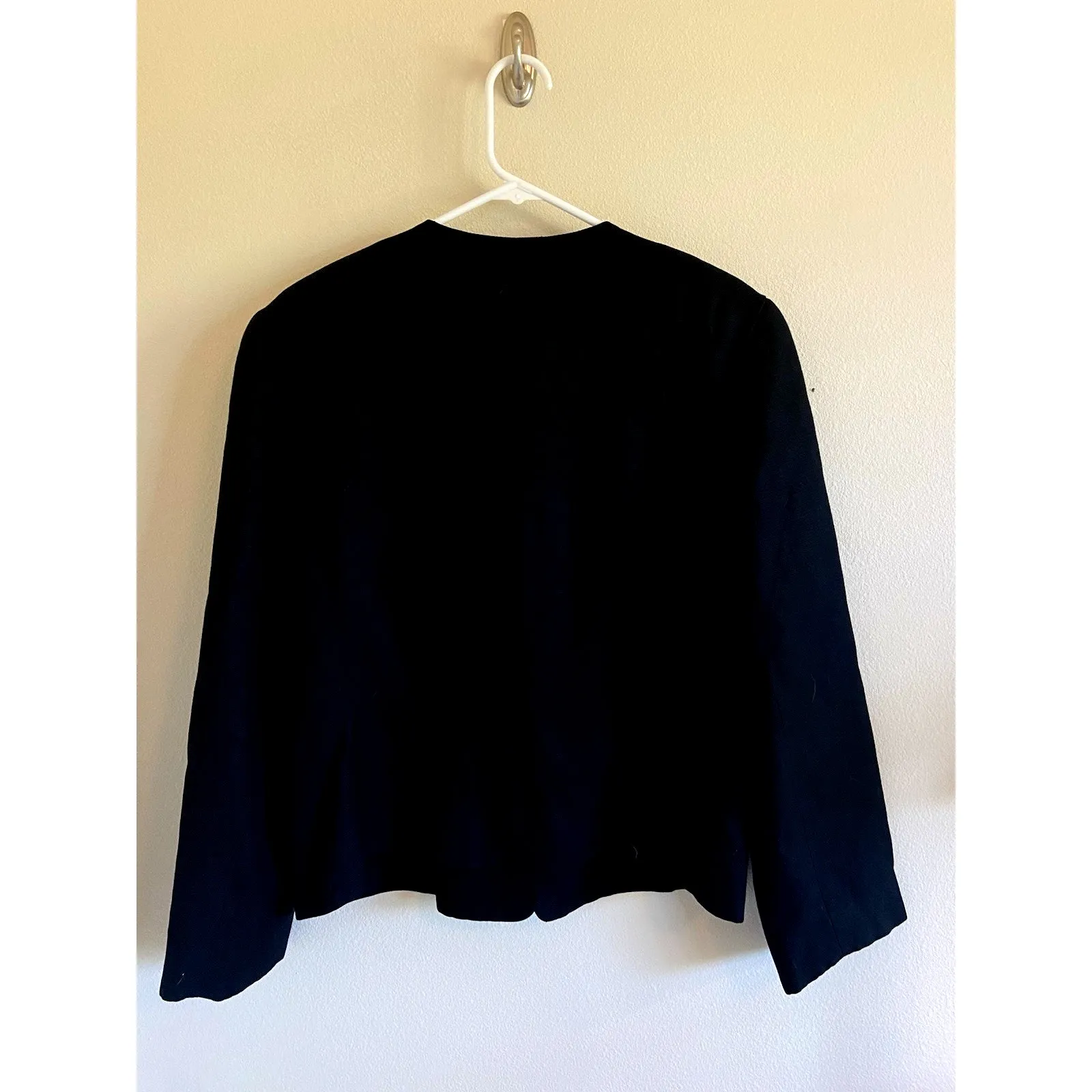 Vintage VTG Harve Benard Classic Black Linen Blend Full Zip‎ Jacket Womens 14 - Image 5