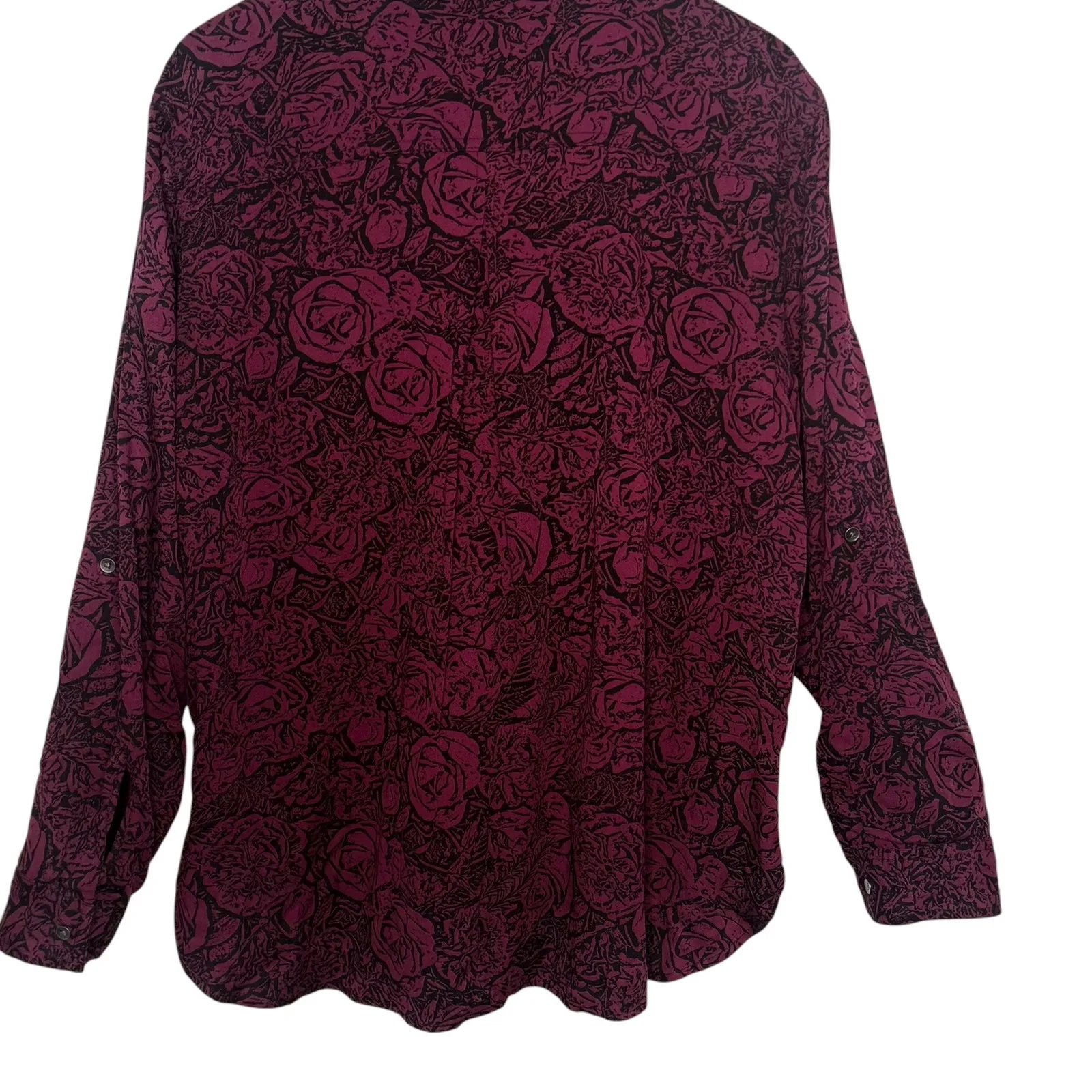 Rock‎ & Republic Grunge Rock Rose Pattern Top Women Size XXL Purple Black Button - Image 9