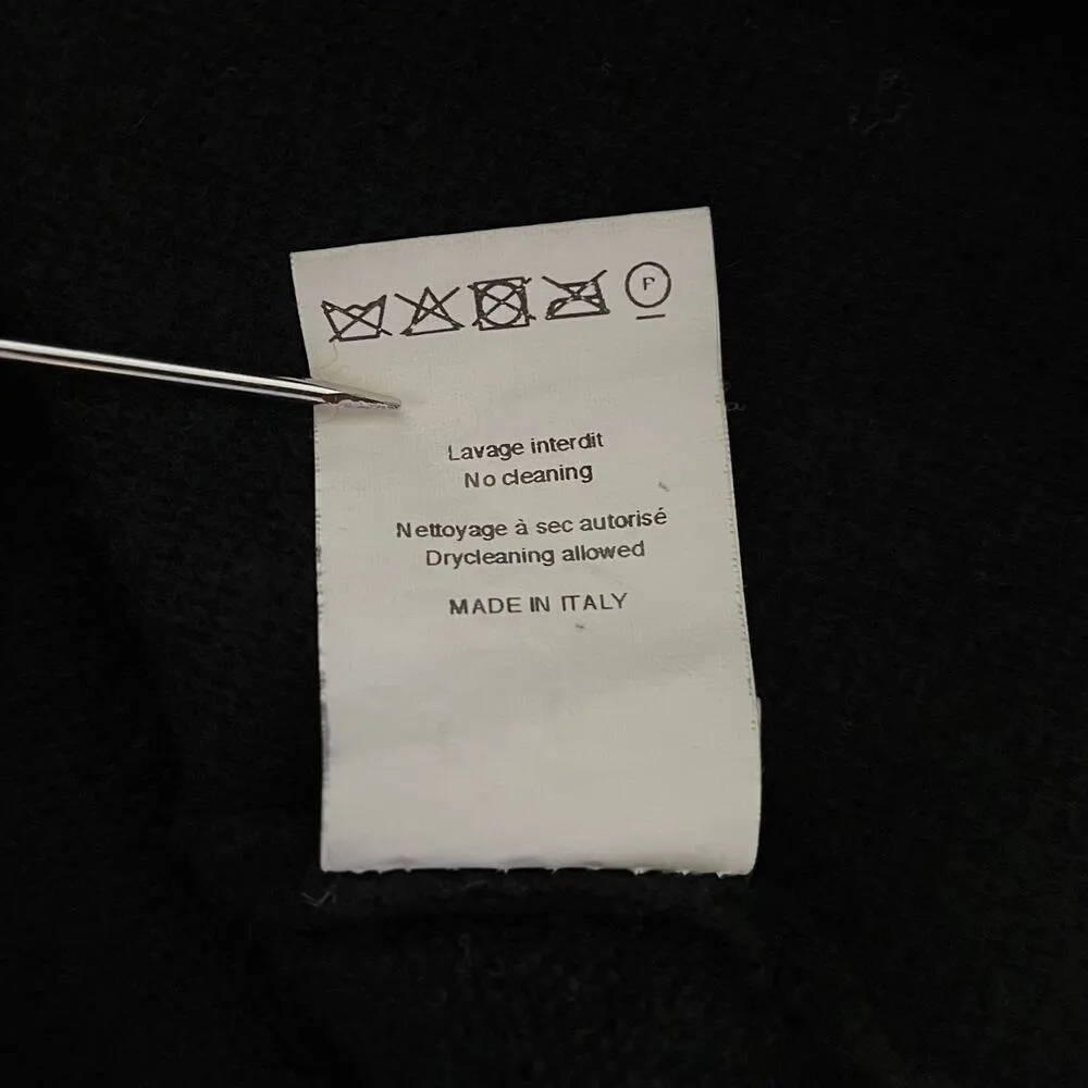 Black Merino Wool Cashmere Studded Cuff Pullover Sweater - Image 5