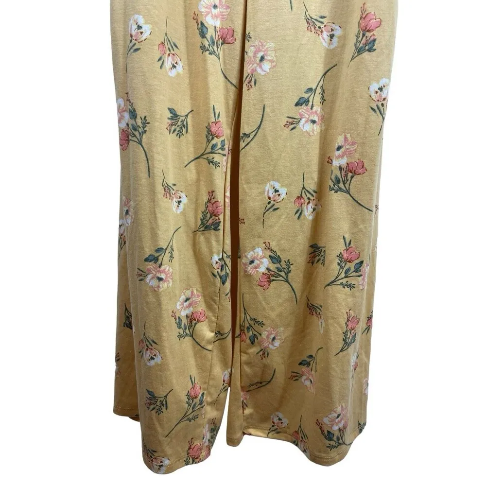 No Boundaries Yellow Floral Smocked Tie Front Back Cut Out Summer Jumpsuit L NWT - Image 4