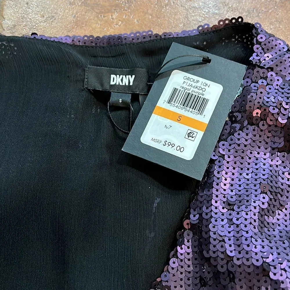 NWT  Womens Sleeveless Sequin Split-Back Top Purple Size S - Image 7