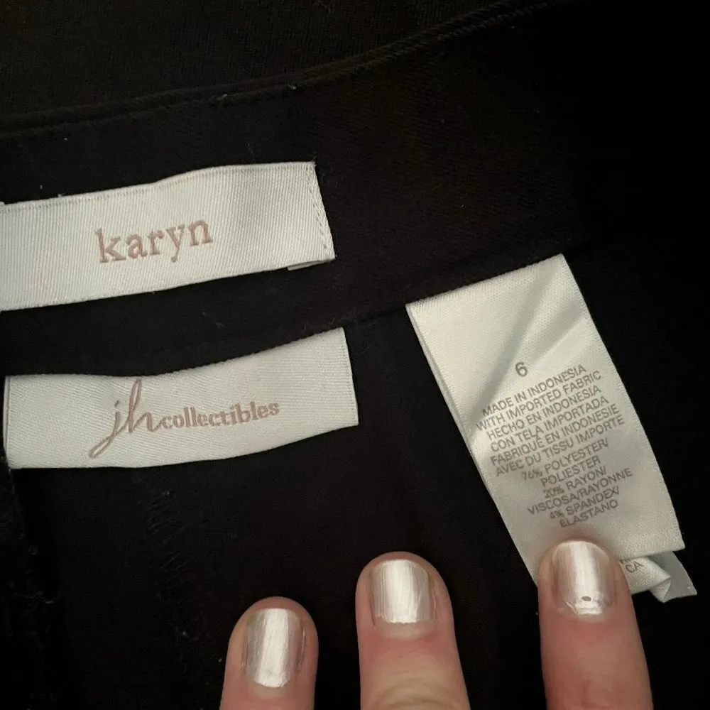 Karyn business casual dress pants black comfortable trousers pockets classic Size 6 - Image 3