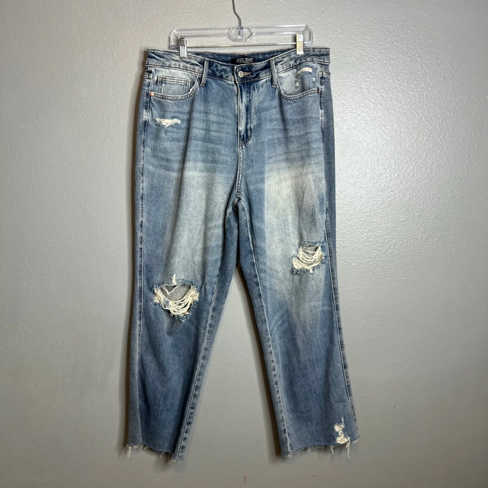 Judy Blue Rigid Magic High Rise Distressed Straight Leg Ankle Jean Plus Size 16W - Image 2