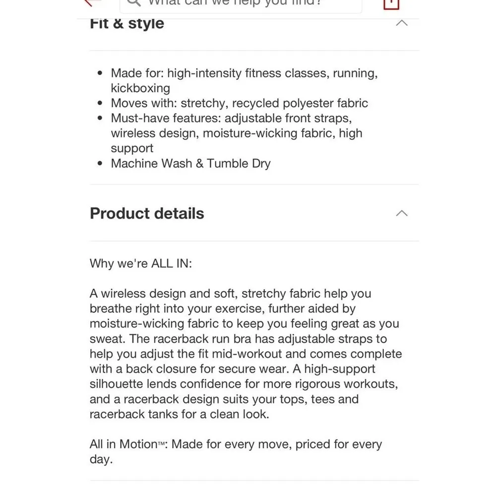 All In Motion High Support Embossed Racerback Sports Bra Coral Red Women's XS - Image 3