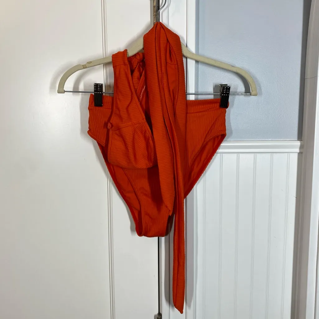 Monday‎ Swimwear Bikini SET Santorini Top Red Rib & Riviera Bottom Retired HTF - Image 2