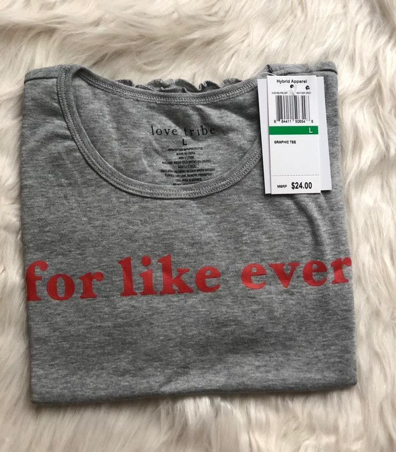 NWT  For Like Ever Heather Grey Large Tee - Image 2