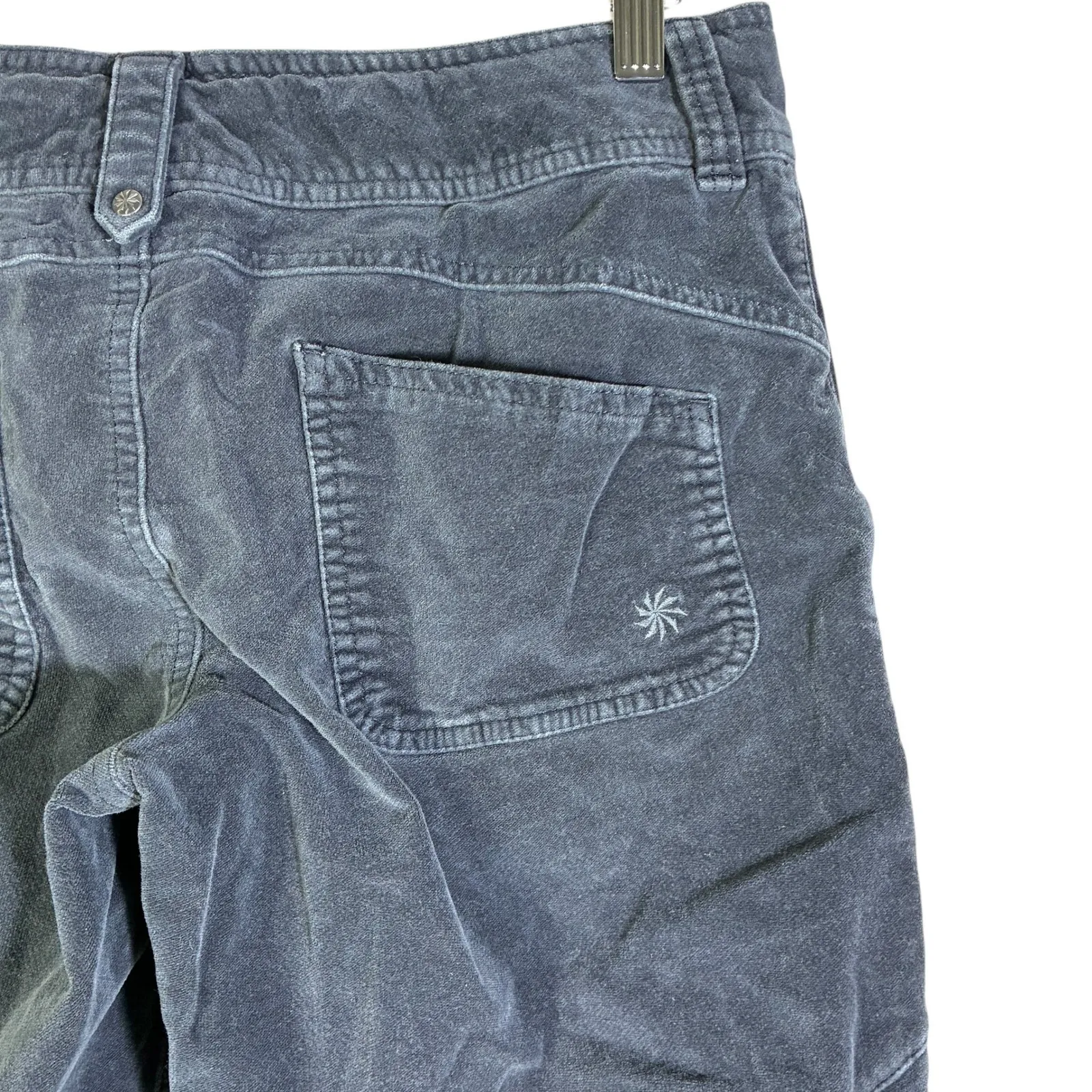 Athleta Velvet Cargo Pants Navy Blue Women's Size 4 Straight Leg Zip Pockets - Image 7