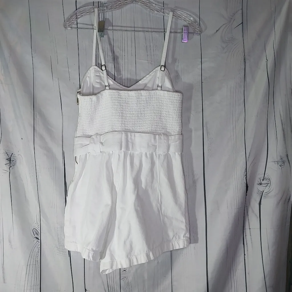 Show Me Your MuMu Sloane Denim V-Neck White Romper - Image 7