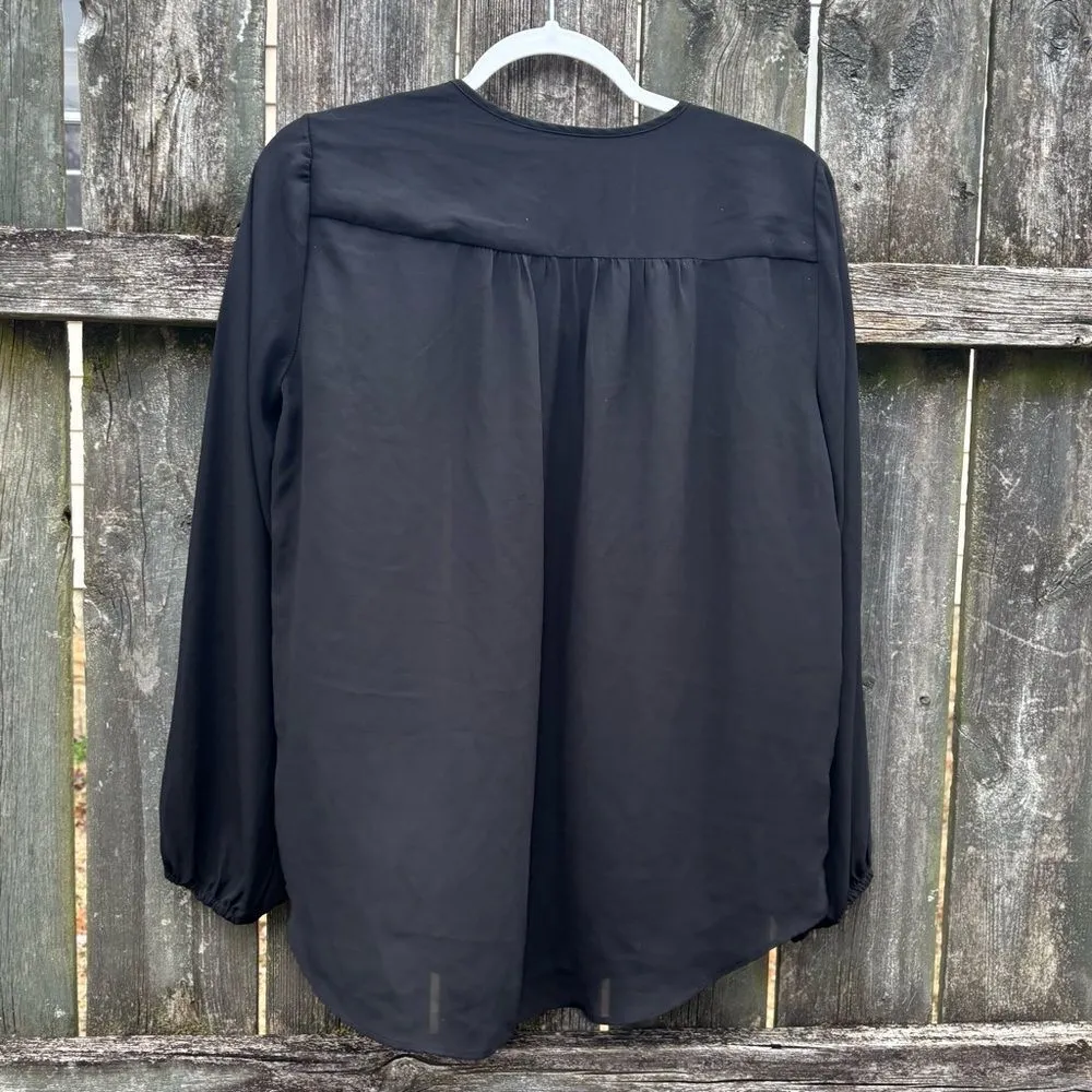 Joan Vass Black Sheer Blouse Medium - Image 4