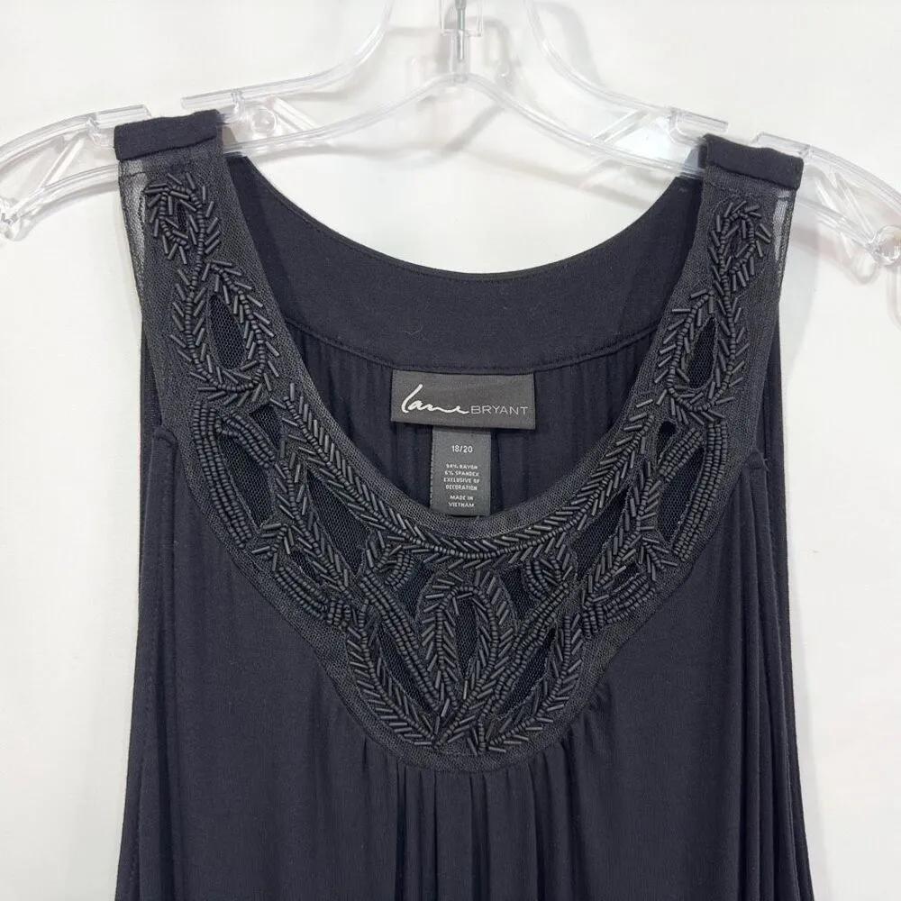 Lane Bryant Plus Size 18 20 Maxi Dress Black Beaded Sleeveless Elastic Waist 294 - Image 8