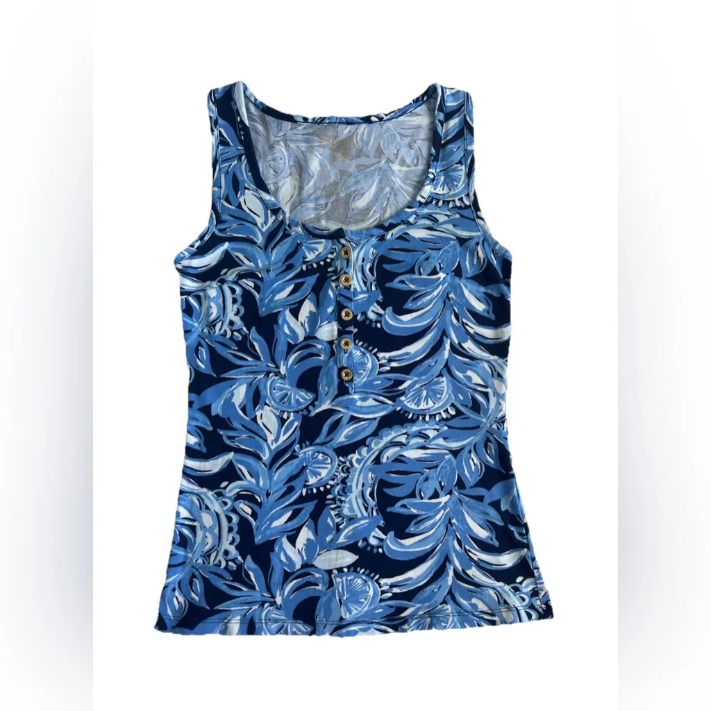 Lilly Pulitzer NWOT Women's Sleeveless Merrill Tank Top Blue Buttons Size XXS - Image 8