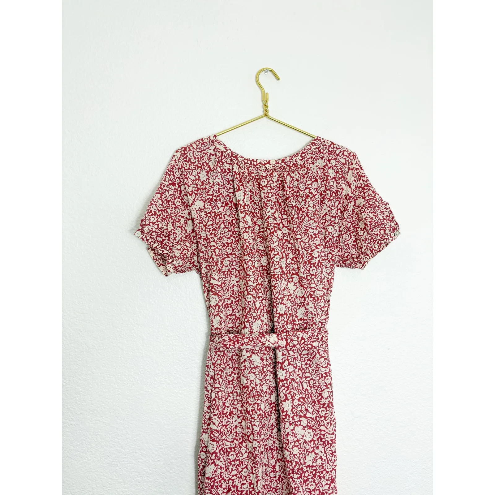 Faherty Carmel Midi Dress Size XS Spice Sunrise Floral Orange Shirtdress Boho - Image 13