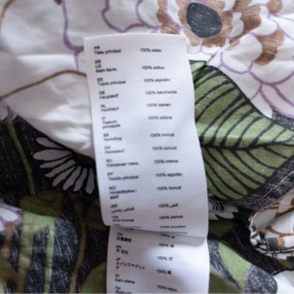 Maje Rafleur Puff Sleeve Floral Poplin Mini Dress 34 Neutral XS Ruffle Vneck - Image 17