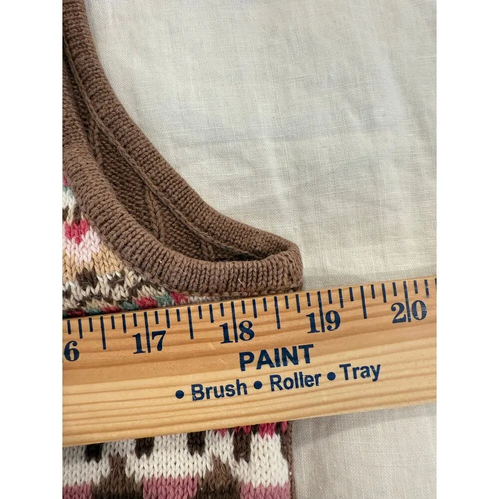 Alfred Dunner Sleeveless Full Zip Mock Neck Sweater Vest Fair Isle Brown Size PM - Image 6