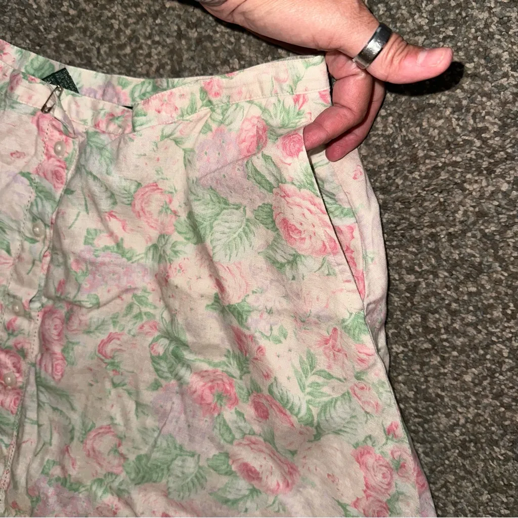 Lauren Ralph Lauren • 90s Linen Button Front Maxi Circle Skirt Soft Size 10 White - Image 9