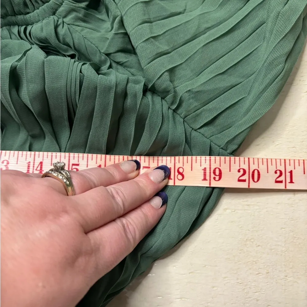 Baltic Born Aubrey Off Shoulder Pleated Mini Dress Green Size XL NWOT Belted - Image 4