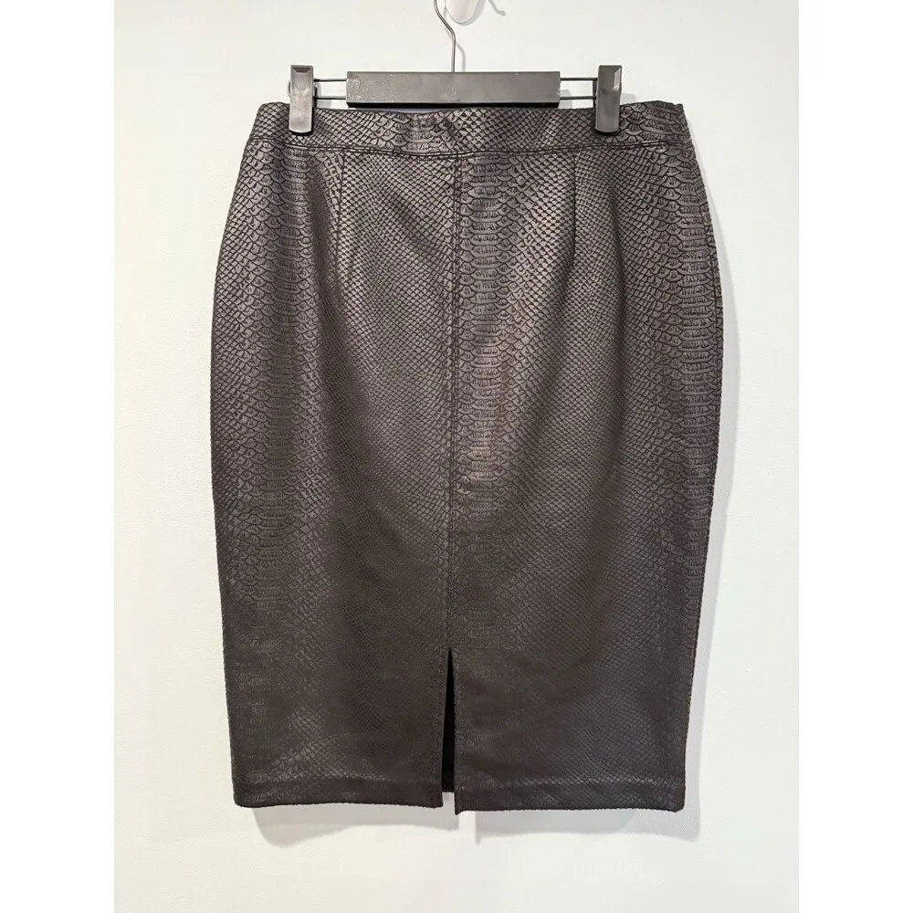 Marc New York Skirt Womens Small Black Reptile Snake Print Chain Pencil Workwear - Image 2