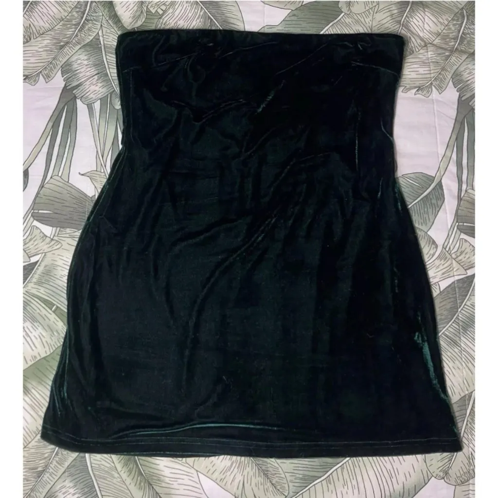 Dolls Kill Sugar Thrillz Green Velvet Strapless Bodycon Mini Dress Size XXL - Image 3