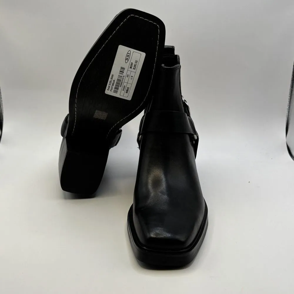 Sam Edelman Bellamie Leather Ankle Bootie Womens 6 Pull On Square Toe Black - Image 7