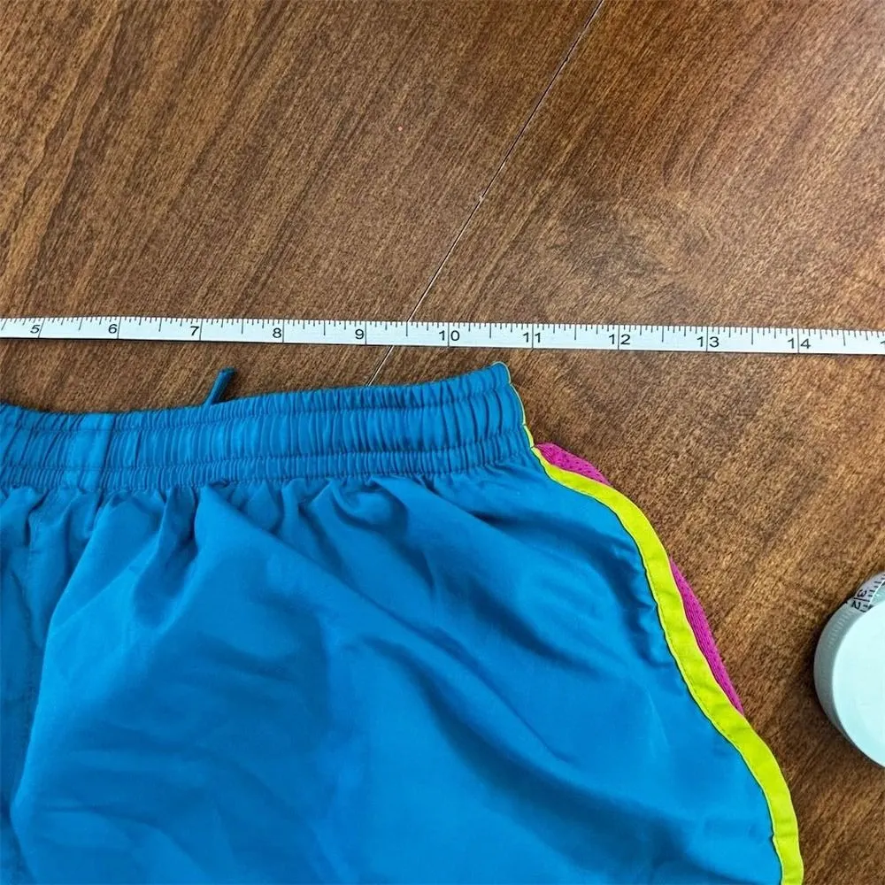 Nike Dri Fit Running‎ Shorts Blue Pink Neon Yellow Trim Athletic XS - Image 6