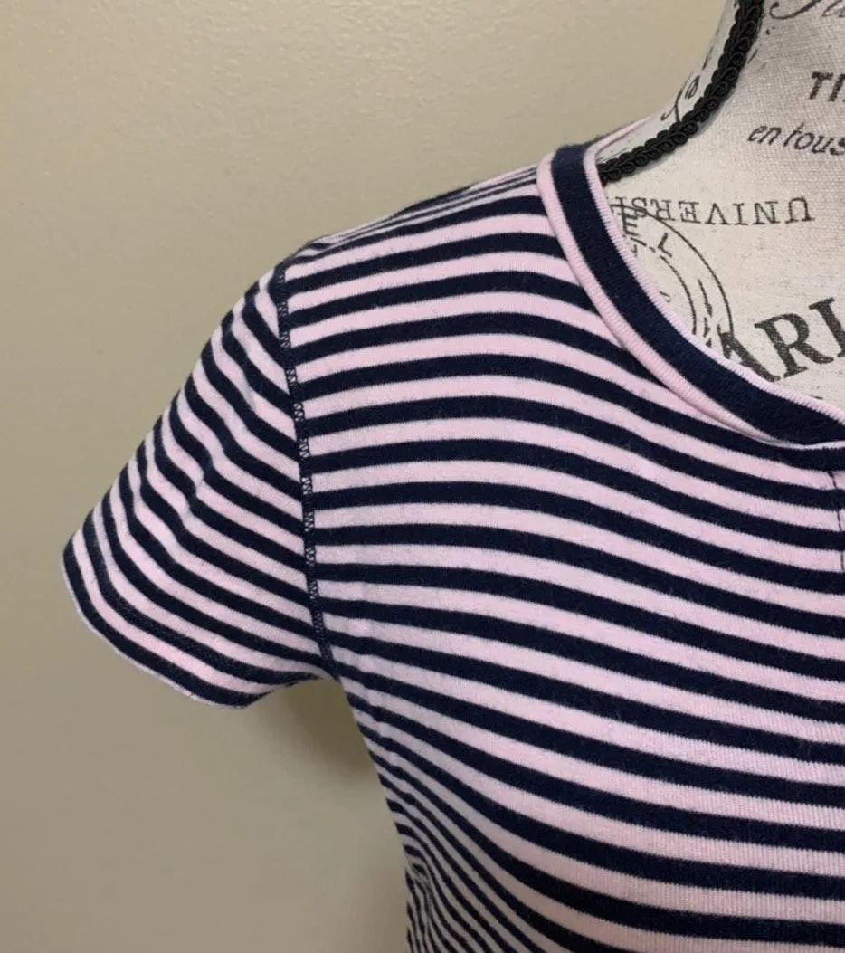 Blue & Pink Stripe Short Sleeve Small Top - Image 6