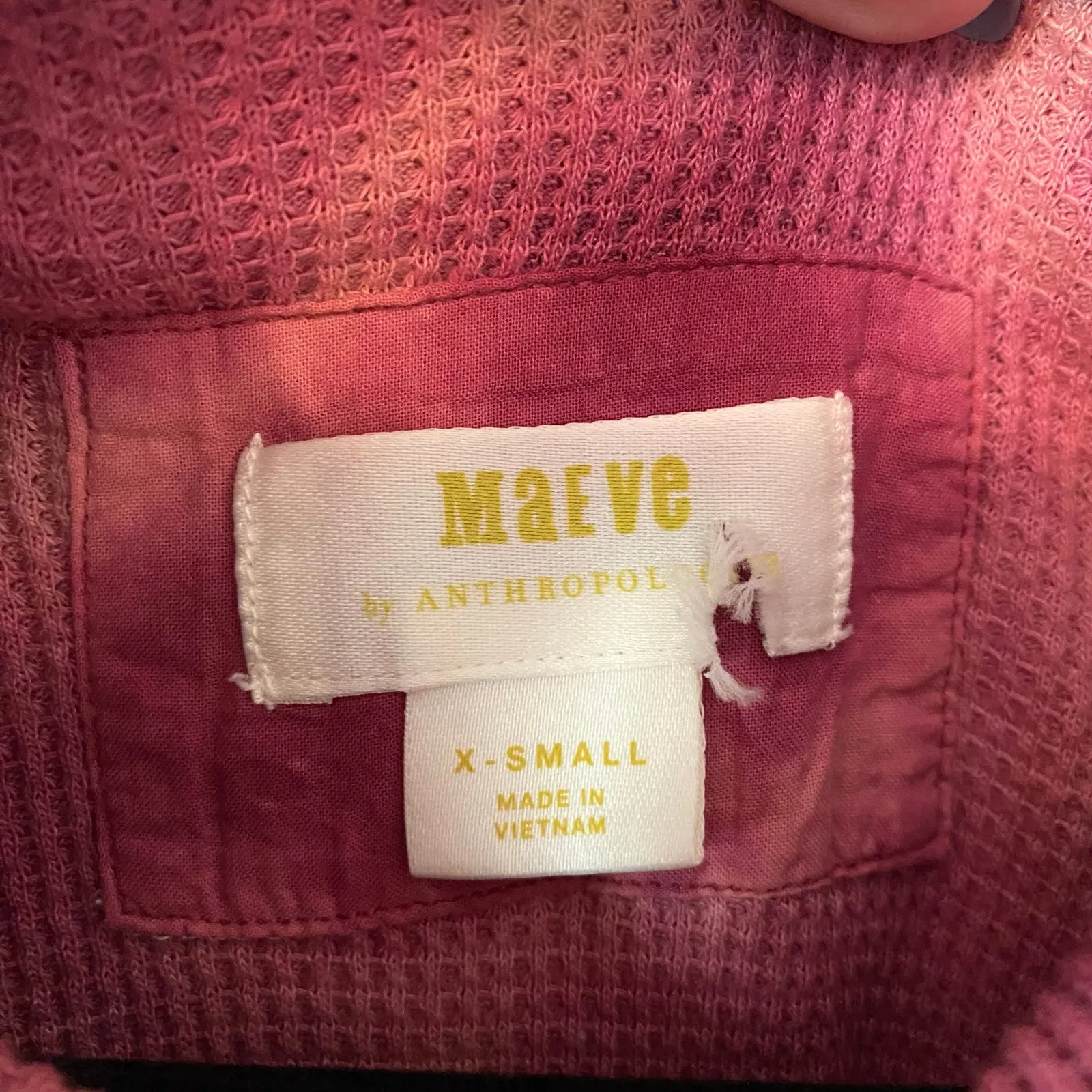 Maeve Anthropologie Pink Tie Dye Cowlneck Thermal Shirt Waffle Women's size XS - Image 2