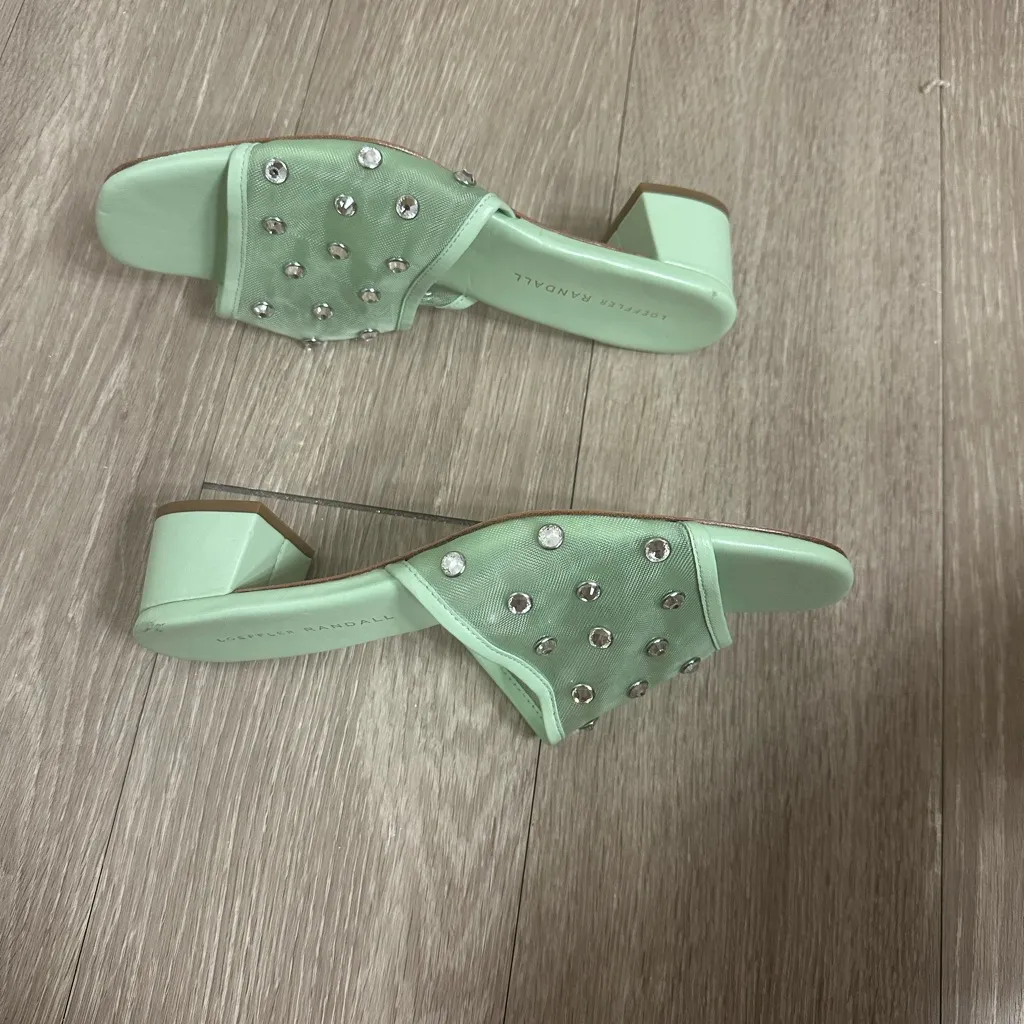 Loeffler Randall Mint Mesh Crystal Slide Heels Mules Size 8 - Image 4