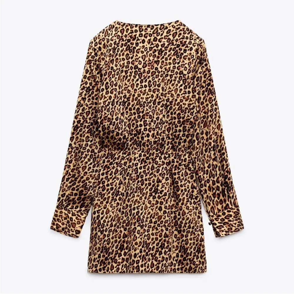 ZARA Satin Effect‎ Print Mini Dress Leopard S - Image 8