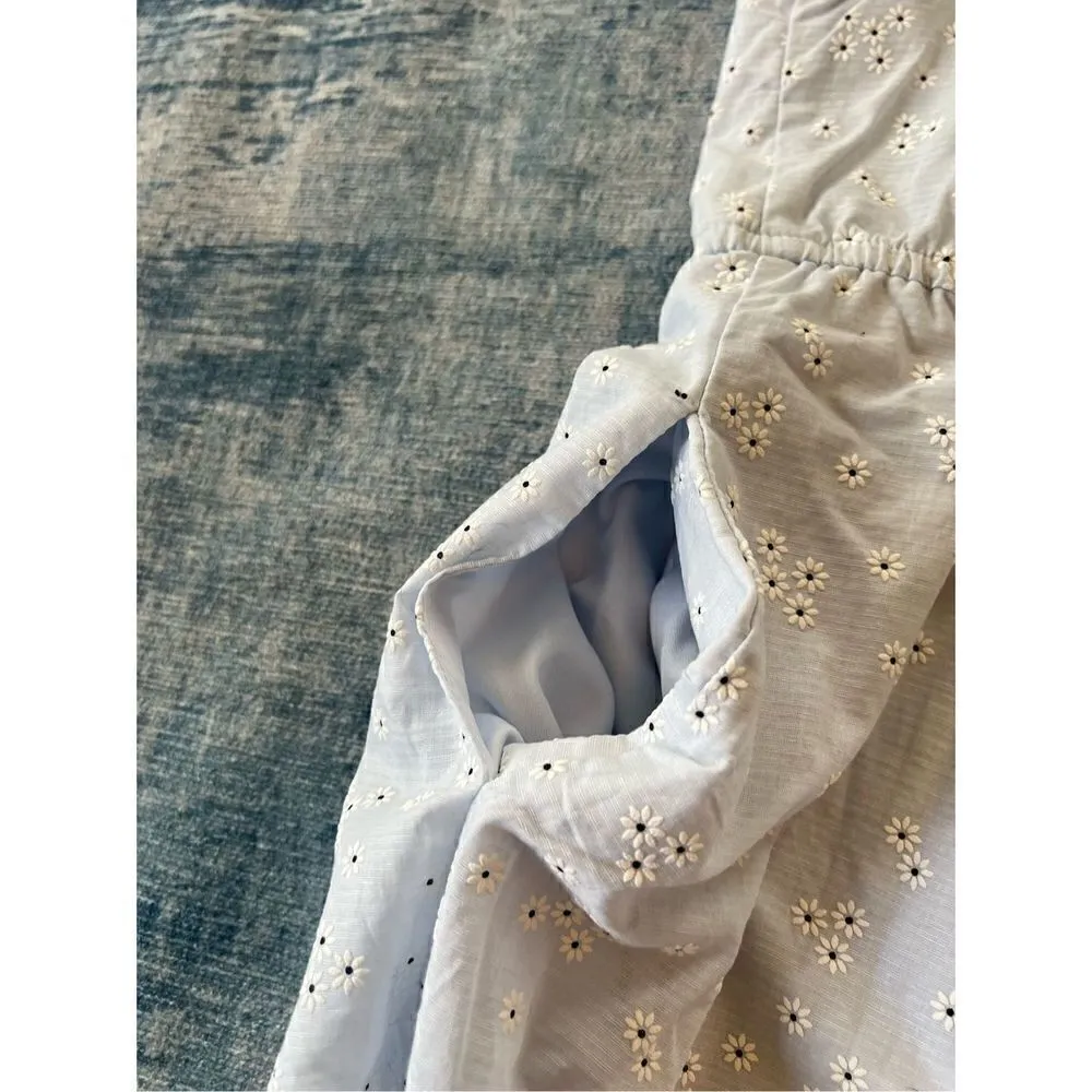 Wild Fable Powder Blue White Daisy Ruffle Faux Wrap Romper XS - Image 5