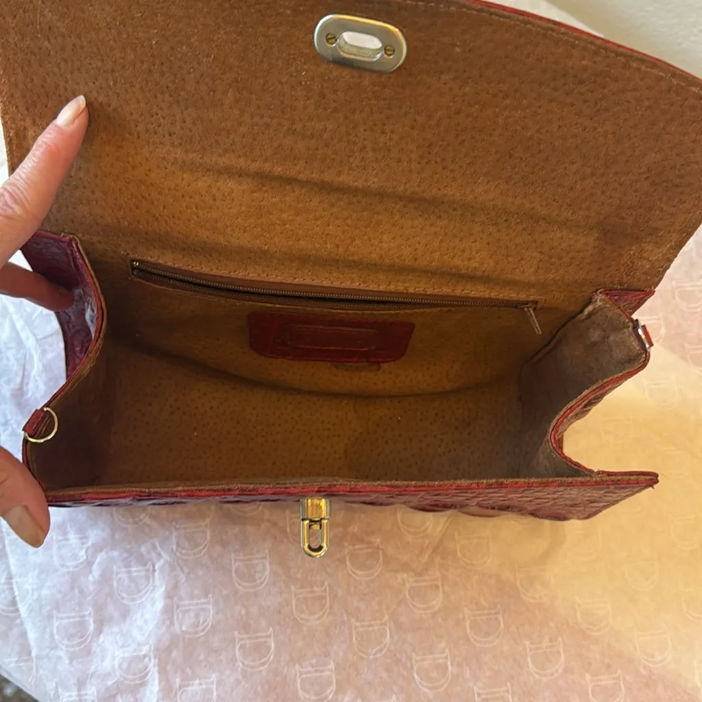 Veari genuine alligator crocodile envelope clutch black & the red one - Image 14