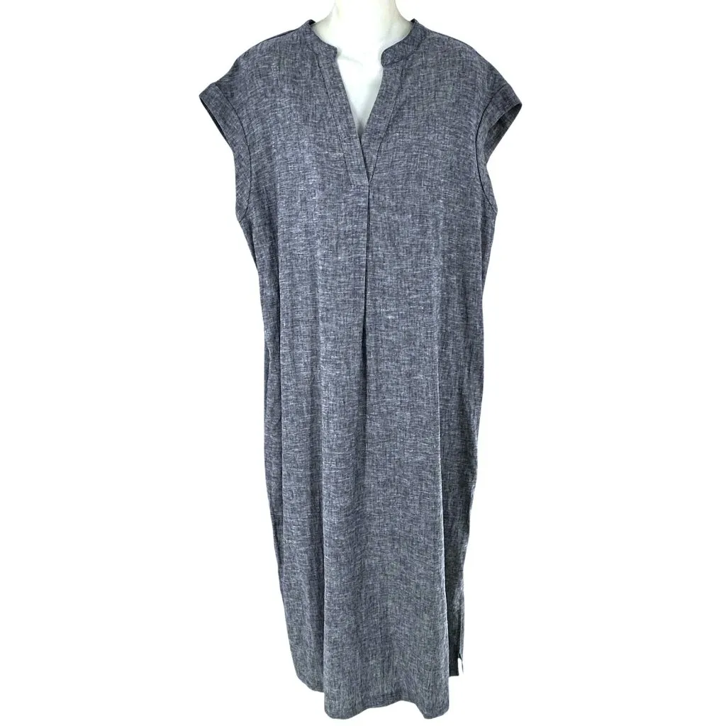 NEW/NWT Jones New York Navy Blue Linen Maxi Dress Pockets Size Large - Image 3