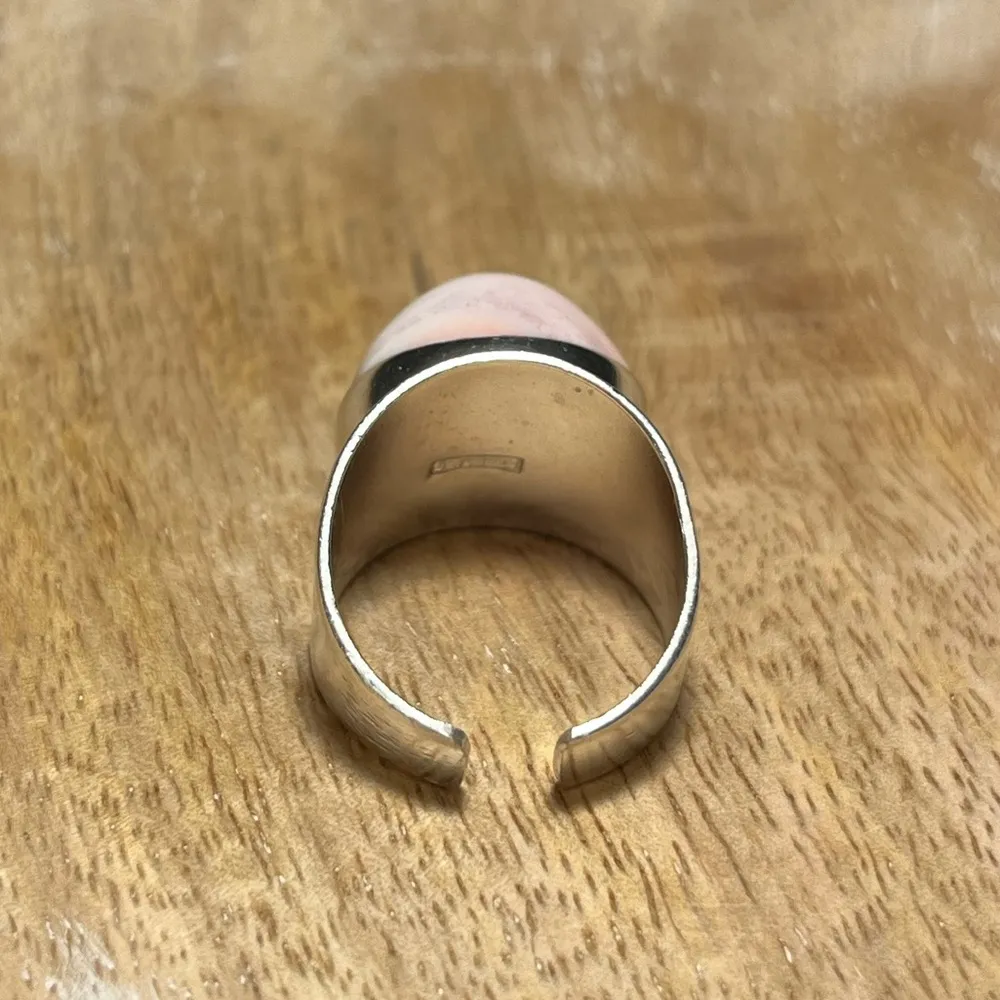 Pink Stone Raised 925 Sterling Silver Ring - Image 8