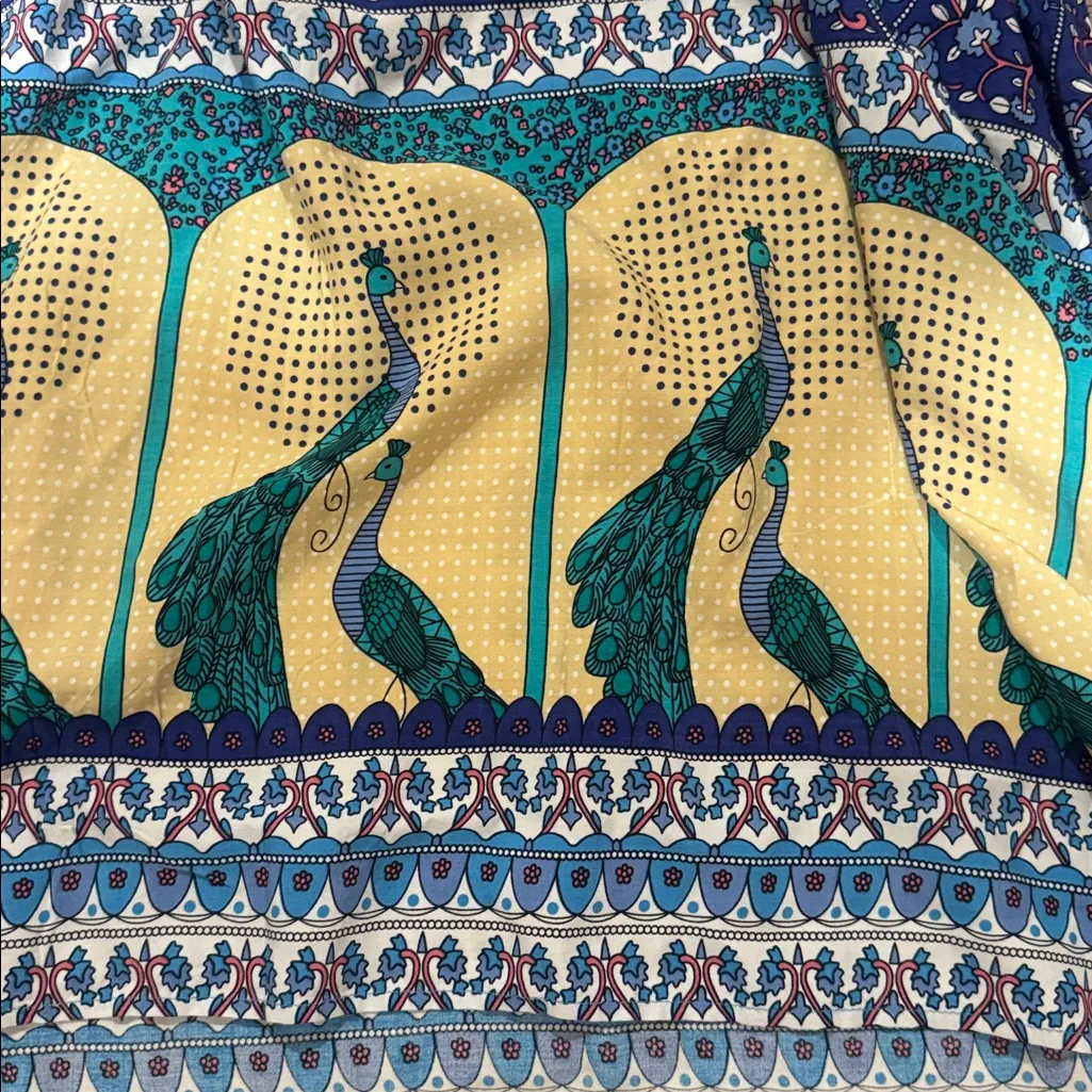 R. Vivimos Peacock Multicolor Dress SIZE L Blue Size L - Image 2