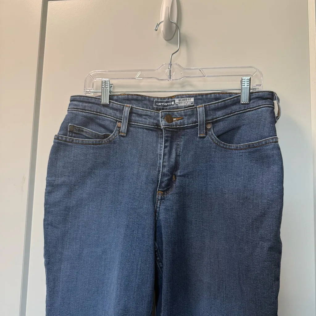 Carhartt Women Rugged Flex Relaxed Straight Fit Stretch Denim Jean 105383 Sz 8T - Image 3