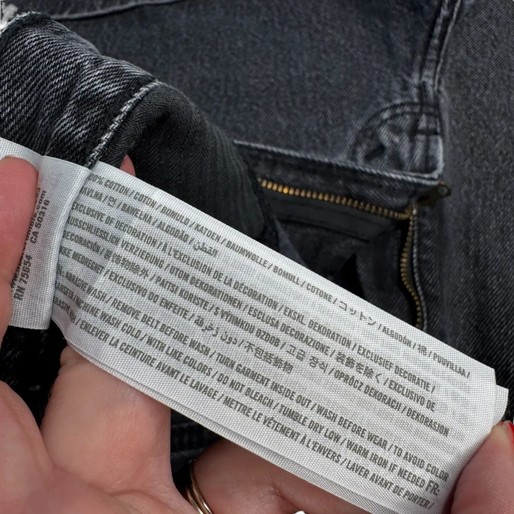 Abercrombie & Fitch Natural Rise Jean Shorts Washed Black Denim Cuff NO Tie 29 - Image 4