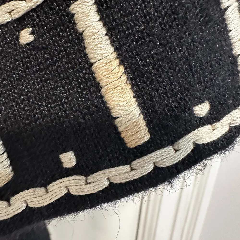 Women Sz: M Alpaca Wool Tribal Print Open Cardigan Peru Etnico Aztec Boho Ethnic Black Size M - Image 16