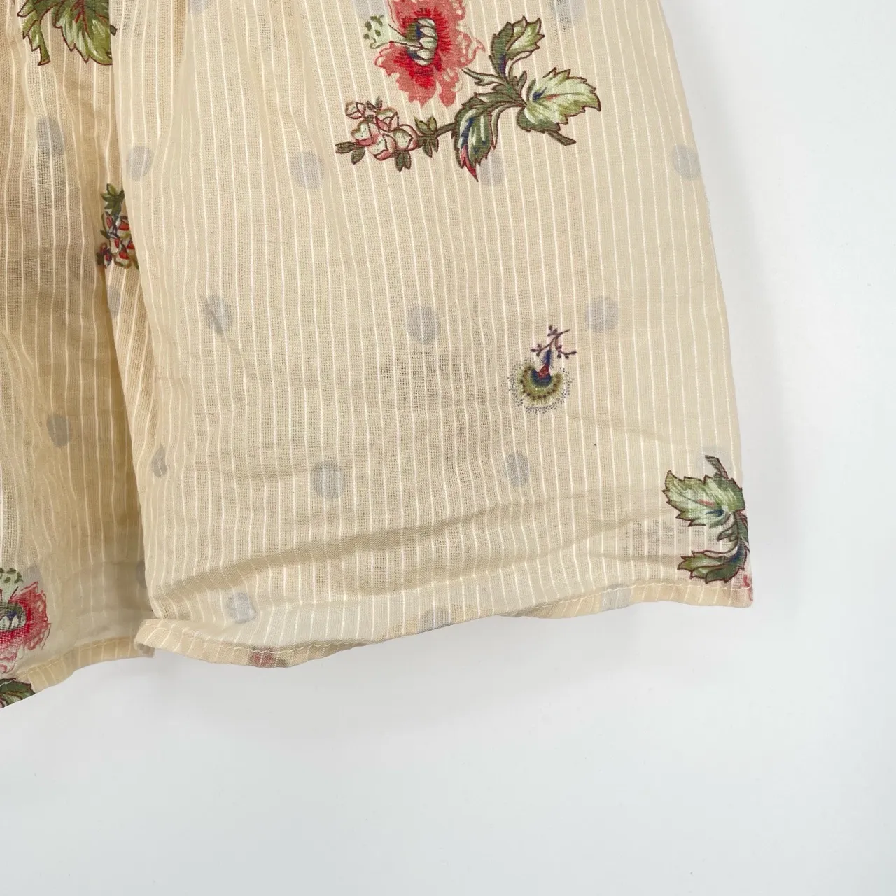 Maeve Womens Floral V-Neck Short Sleeve Pleated Fairy Core Boho‎ Cream Blouse 2 - Image 3