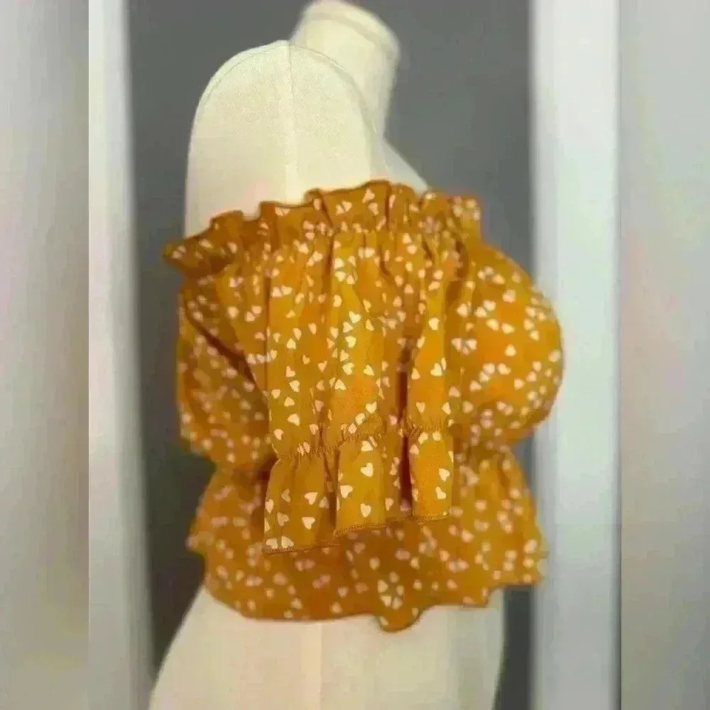 Shein Lune Plus Confetti Heart Print Bardot Peplum Blouse (553) - Image 5