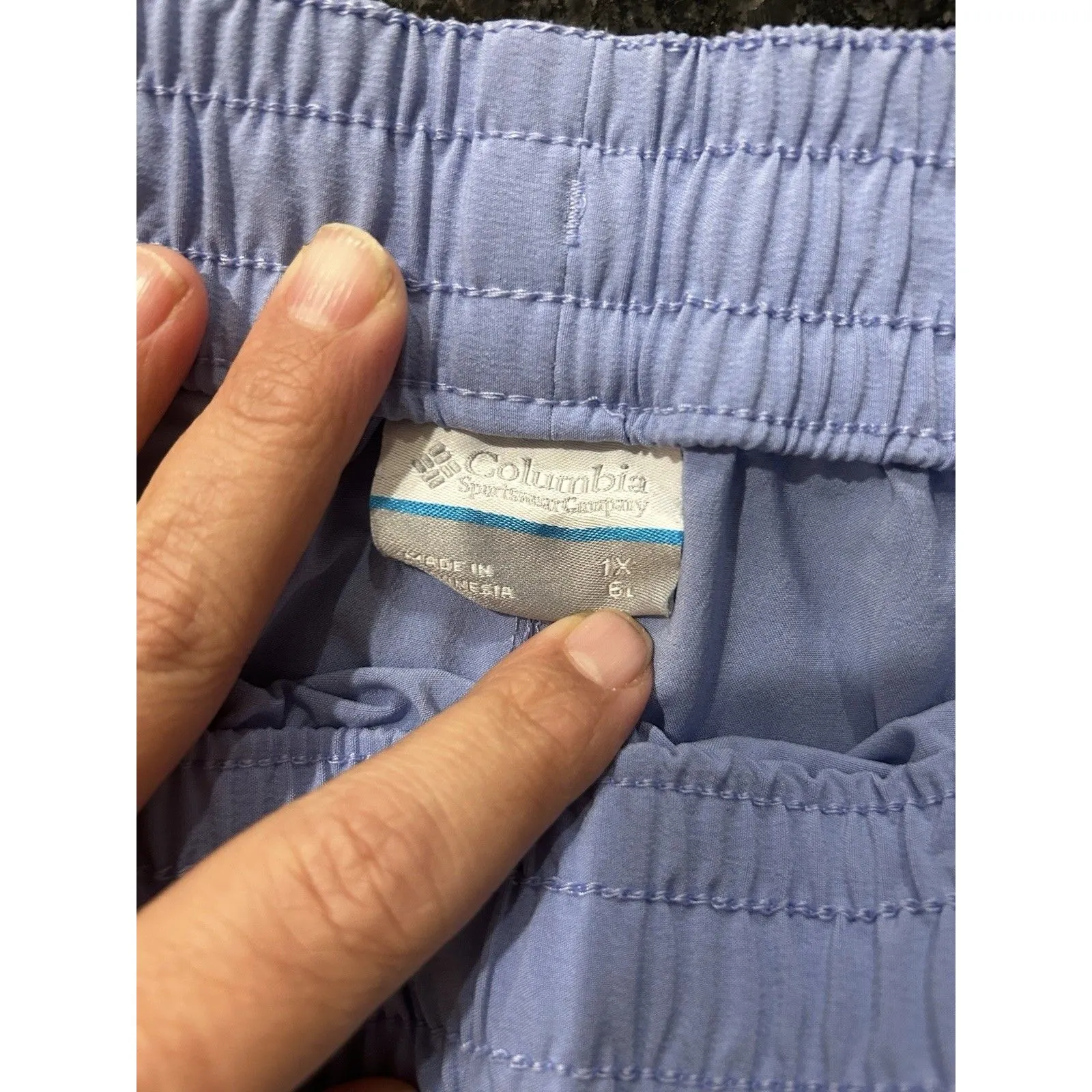 Columbia Athletic Shorts Blue 6" Inseam Nylon Drawstring Size 1X Women Quick Dry - Image 3