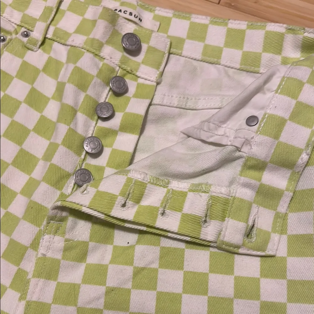 Green Checkered Straight Leg Jean - Image 4