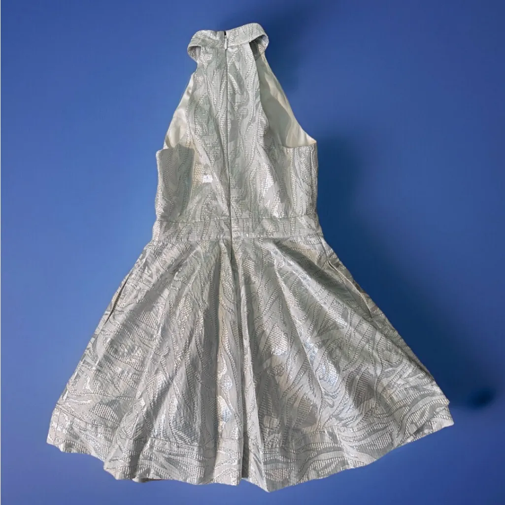 Bebe cocktail dress 6 Silver‎ Metallic  Pockets Tulle- Mini-Dress - Image 4