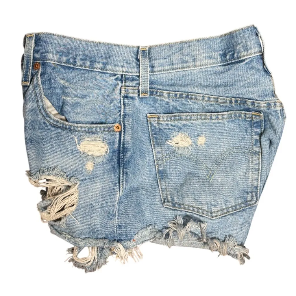 Levi's Premium 501 Shorts 26 Womens Distressed Denim Blue Ripped High-Waisted - Image 5