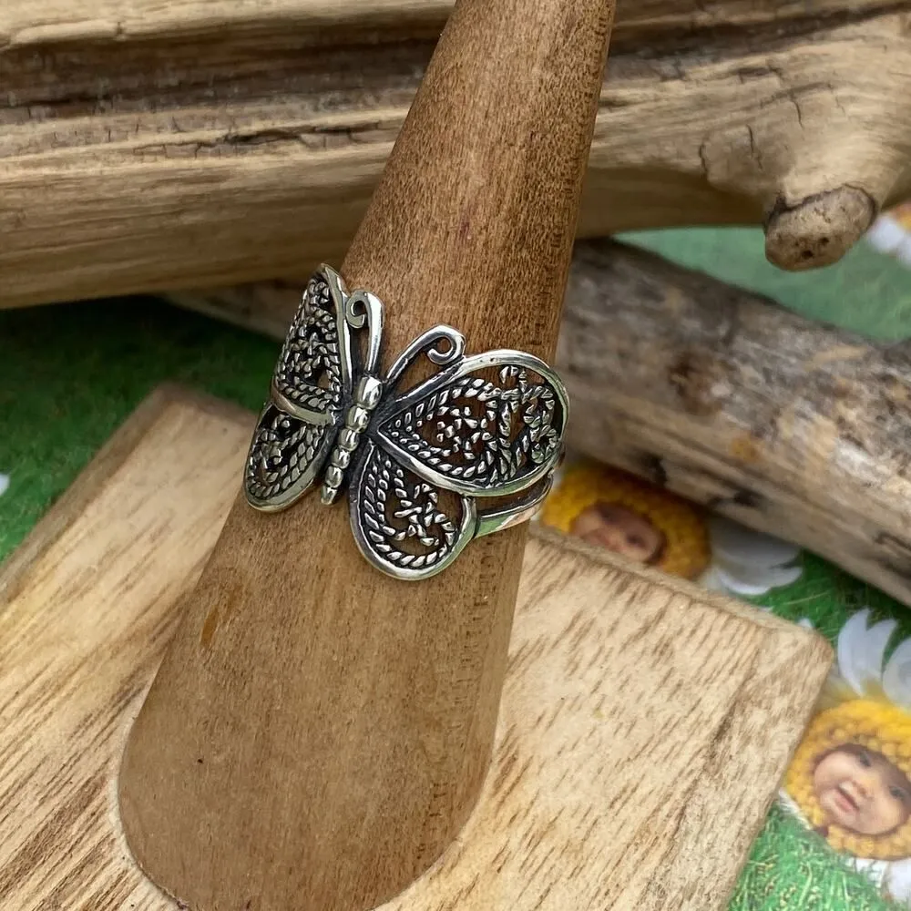 Butterfly Filigree Sterling Silver Ring Silver - Image 2