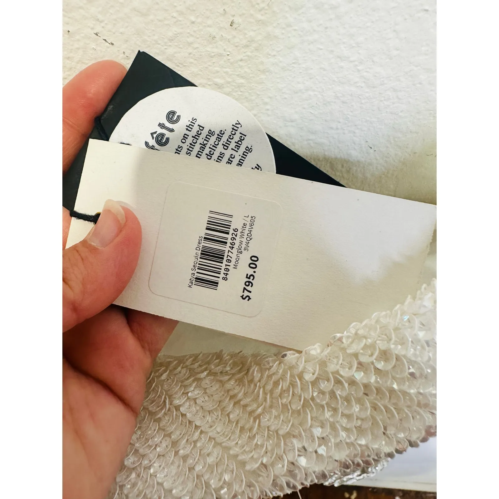 NWT RETROFETE Women's Moonglow White Katya Revolve Sequin Maxi Dress Size Large - Image 12