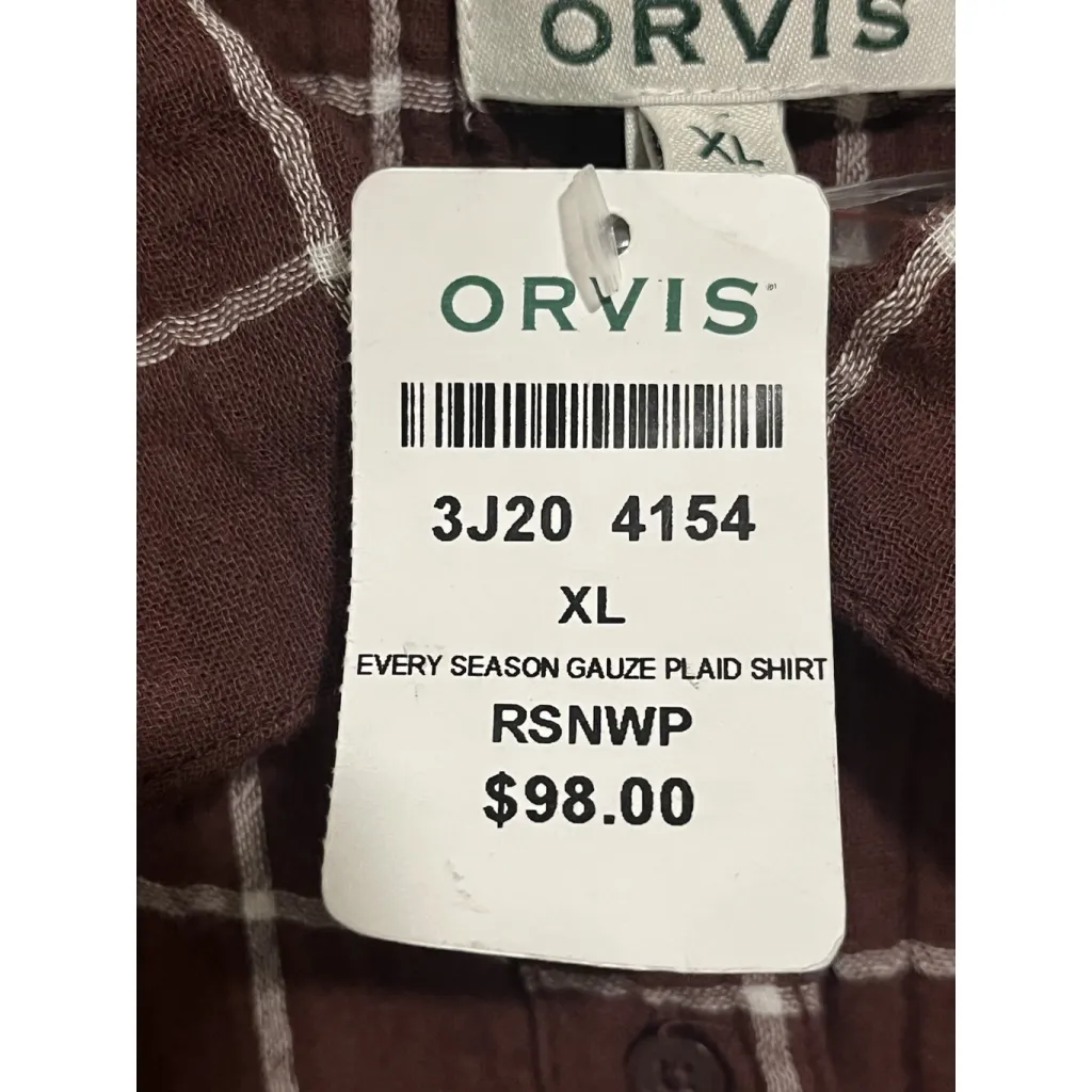 Orvis Every Season Gauze Plaid Shirt Womens XL Brown White Plaid Long Sleeve NWT - Image 8