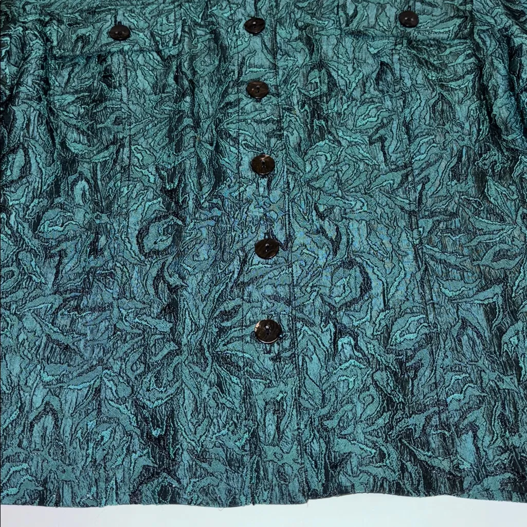 COLDWATER CREEK Green Textured Jacket
Has Black Metallic Shimmer Thread Size L - Image 12