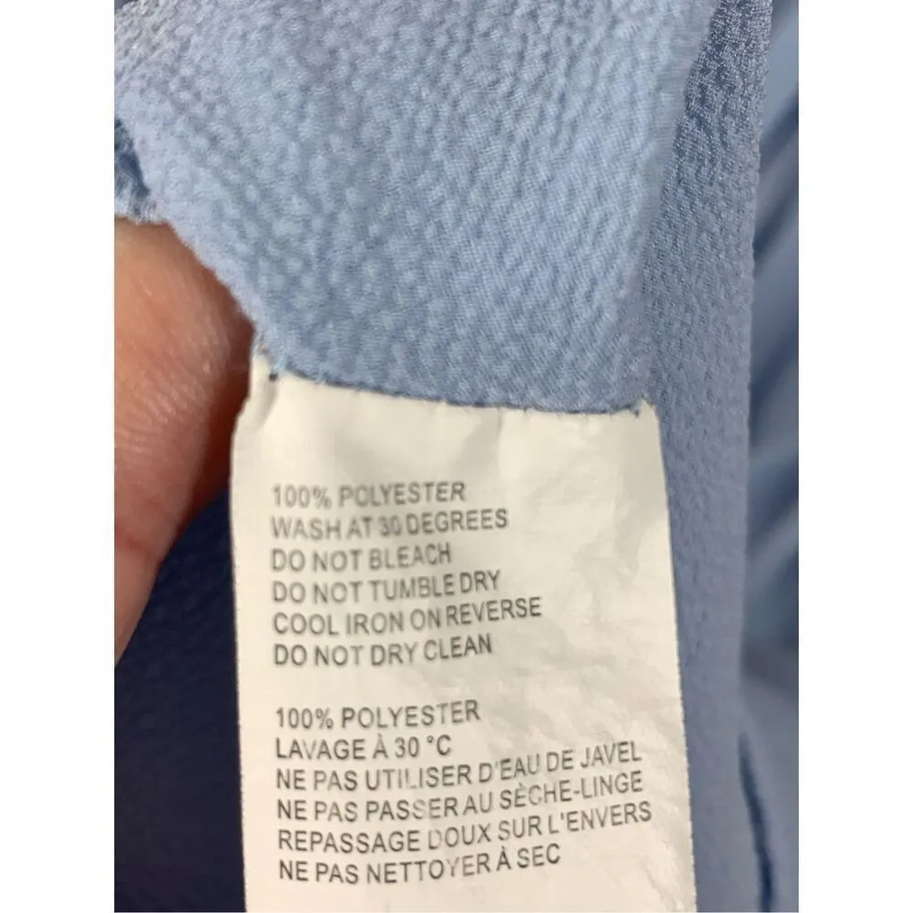 Boohoo Women's Long Sleeves V-Neck Waist Tie Wrap Dress Light Blue Size 10 US - Image 8