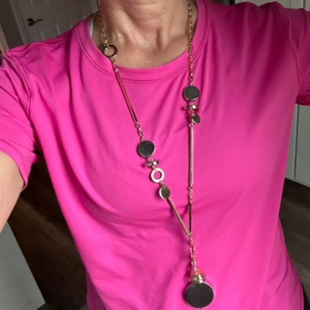 Chico’s Two‎ Tone Silver & Gold Layered Pendant Long Necklace Career Office - Image 2